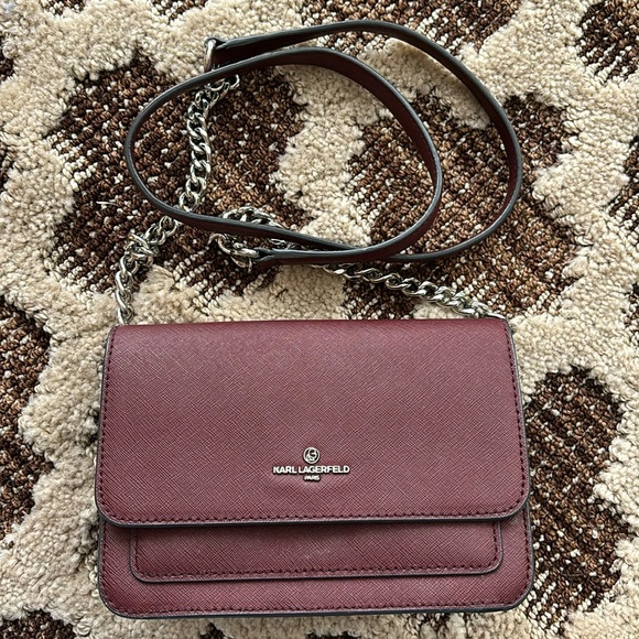 Karl Lagerfeld Burgundy Mini Crossbody Bag - Picture 2 of 15